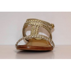 Sandali eleganti, in pelle colore oro