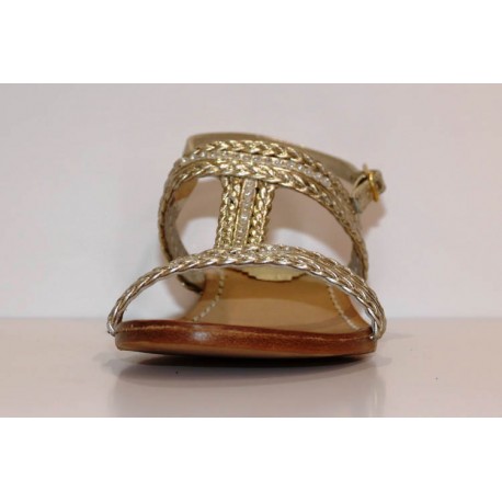 Sandali eleganti, in pelle colore oro