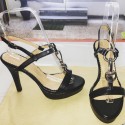 Sandali in pelle liscia nera