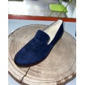 Mocassino blu scamosciato